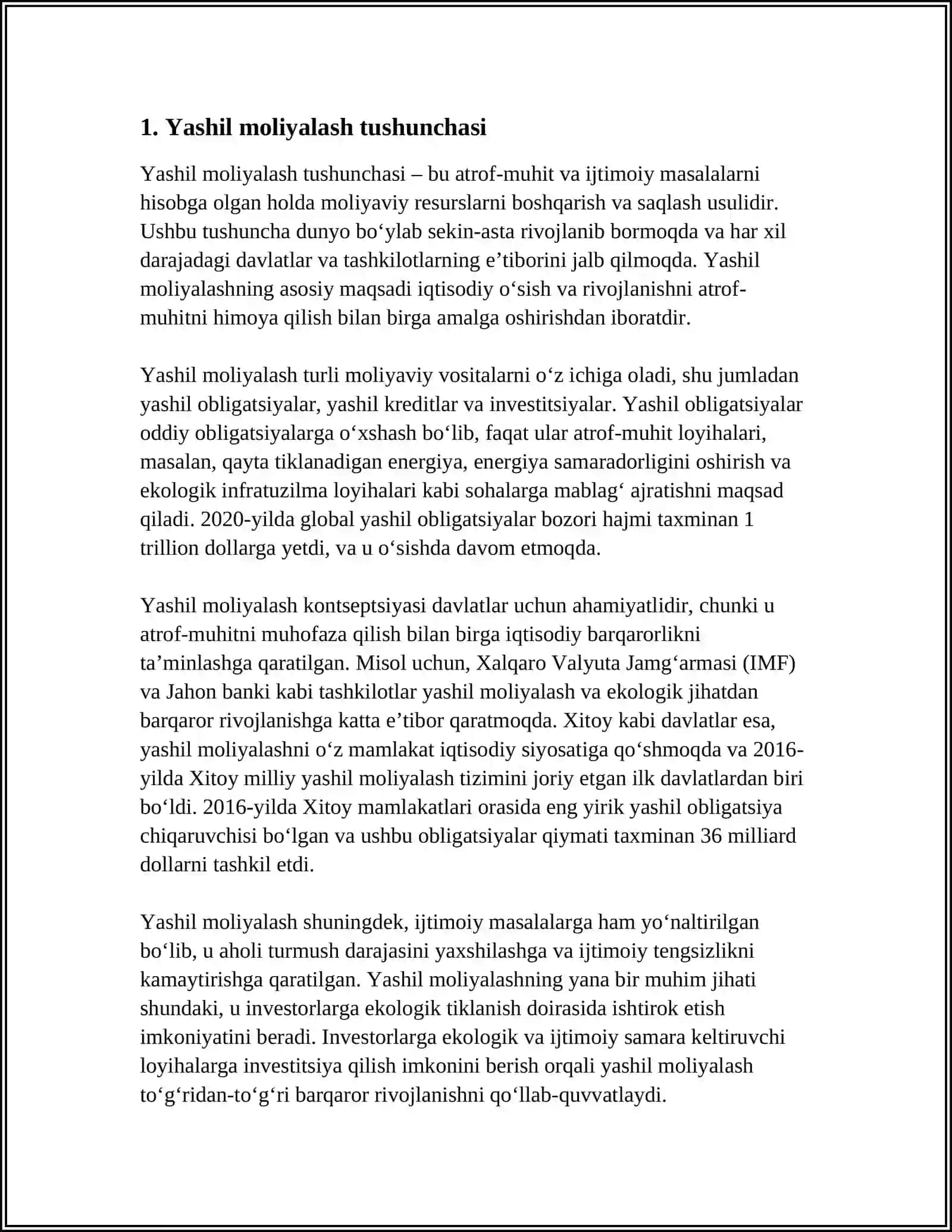 Yashil Moliyalashtirish Tushunchasi 3