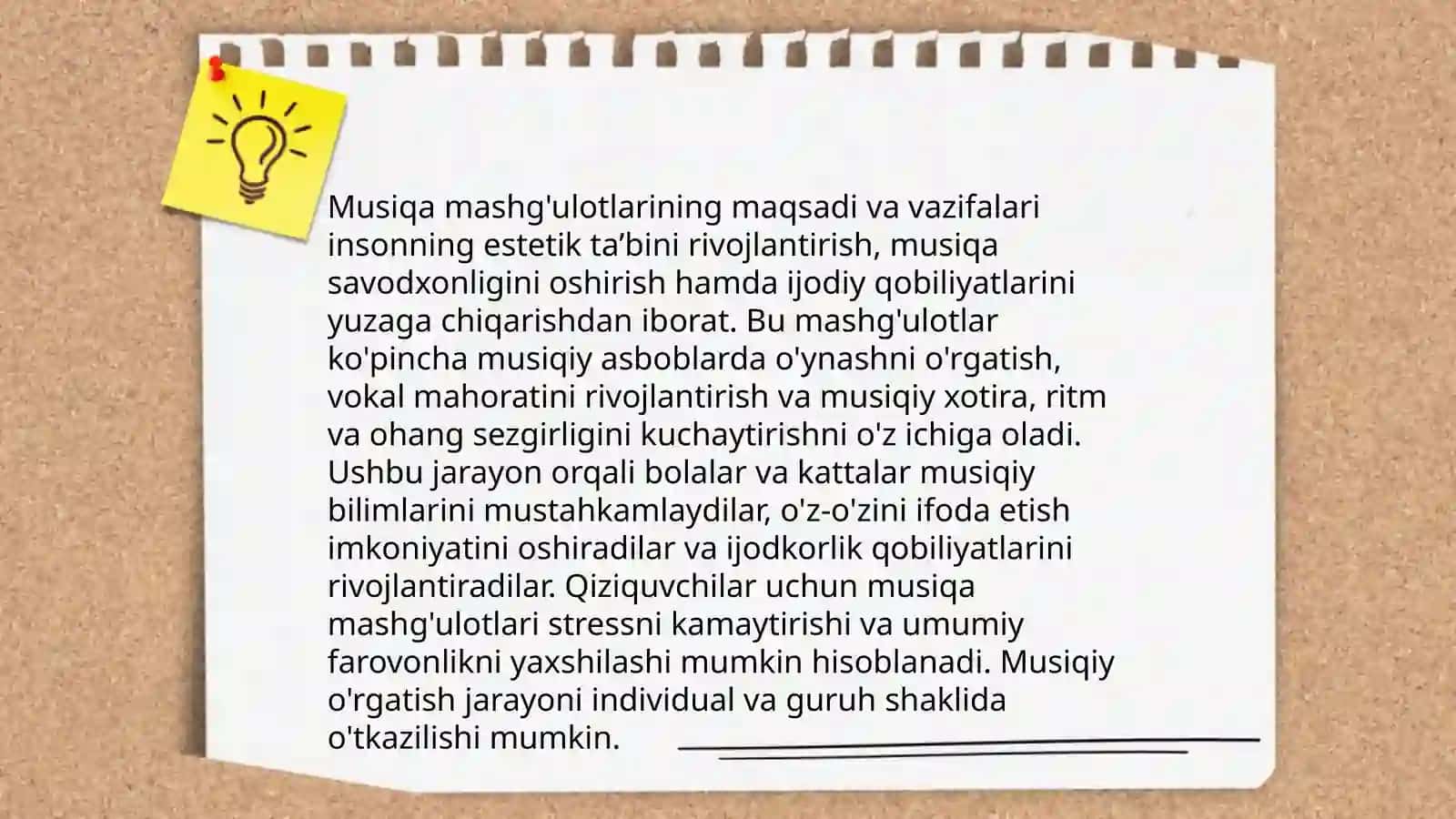 Musiqa mashg'ulotlarini tashkil etish va o‘tkazish 3