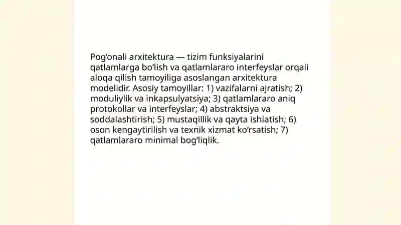 Pog‘onali arxitektura tushunchasi 3
