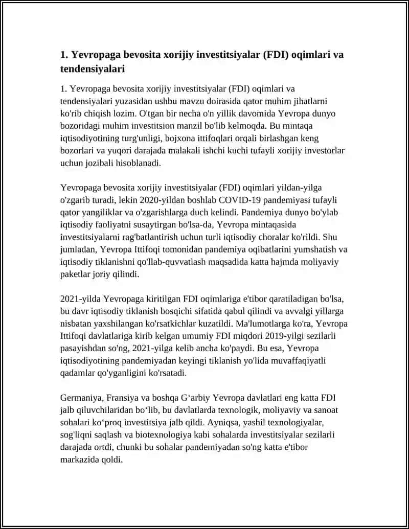JAHON INVESTITSIYA BOZORINING YEVROPA SEGMENTI 3