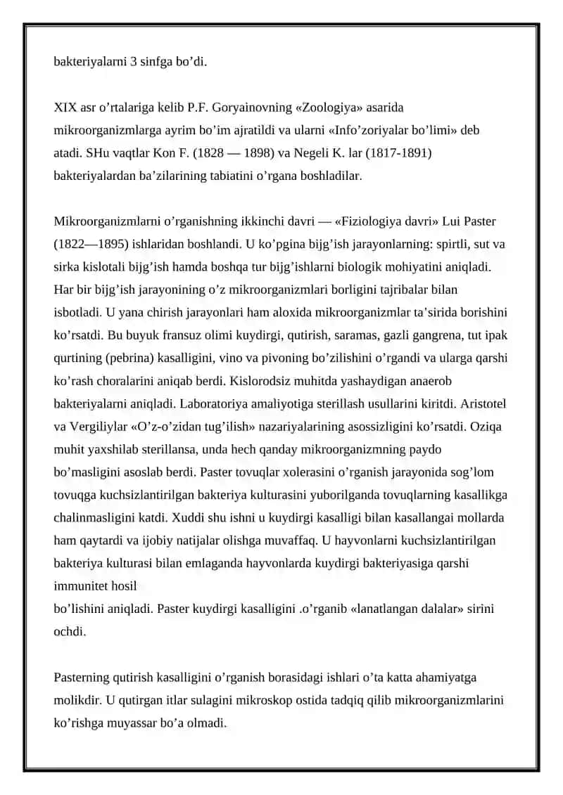 Mikrobiologiyani rivojlantirish tarixi 3