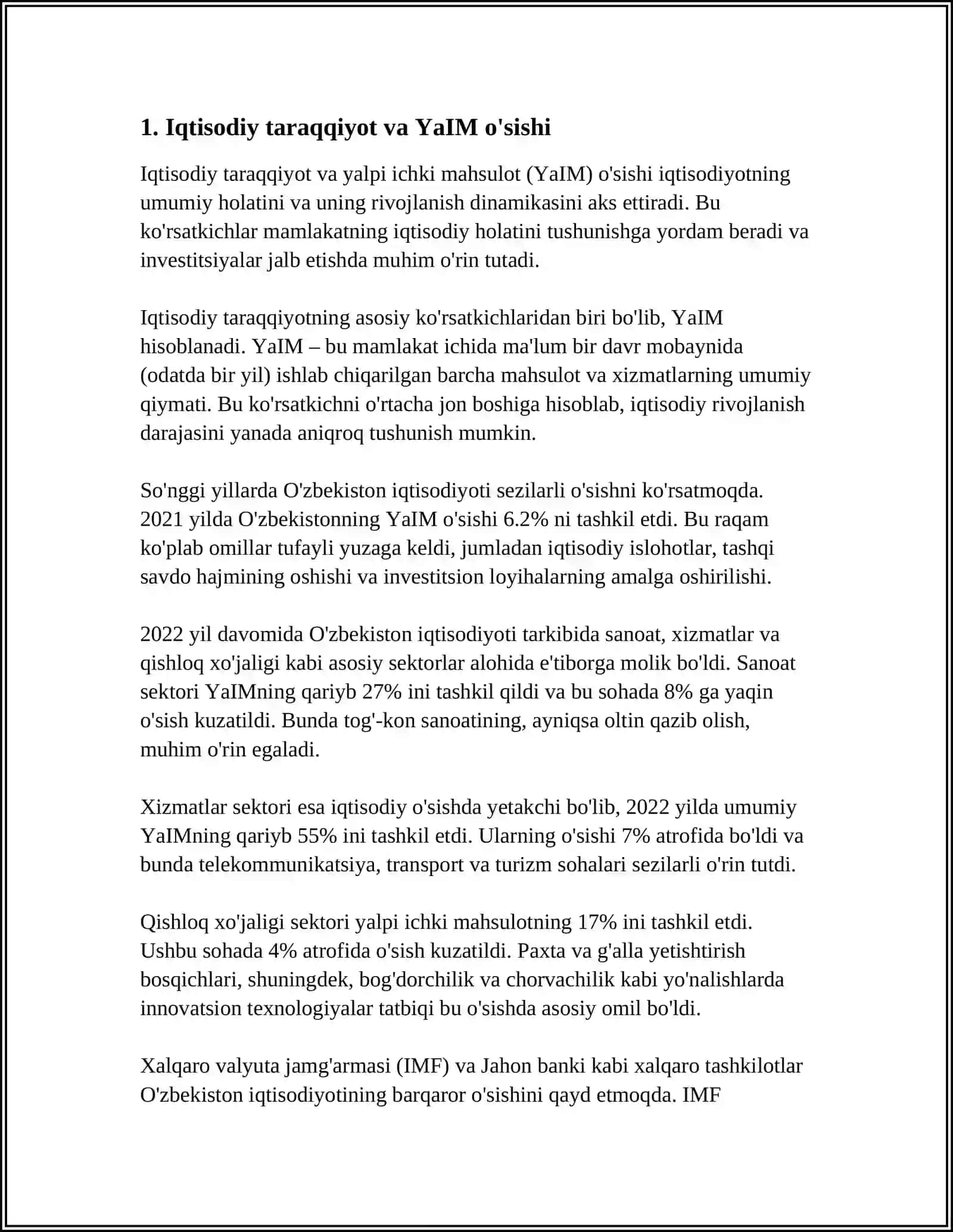 IQTISODIY TARAQQIYOT, IQTISODIY O'SISH VA MILLIY BOYLIK 3
