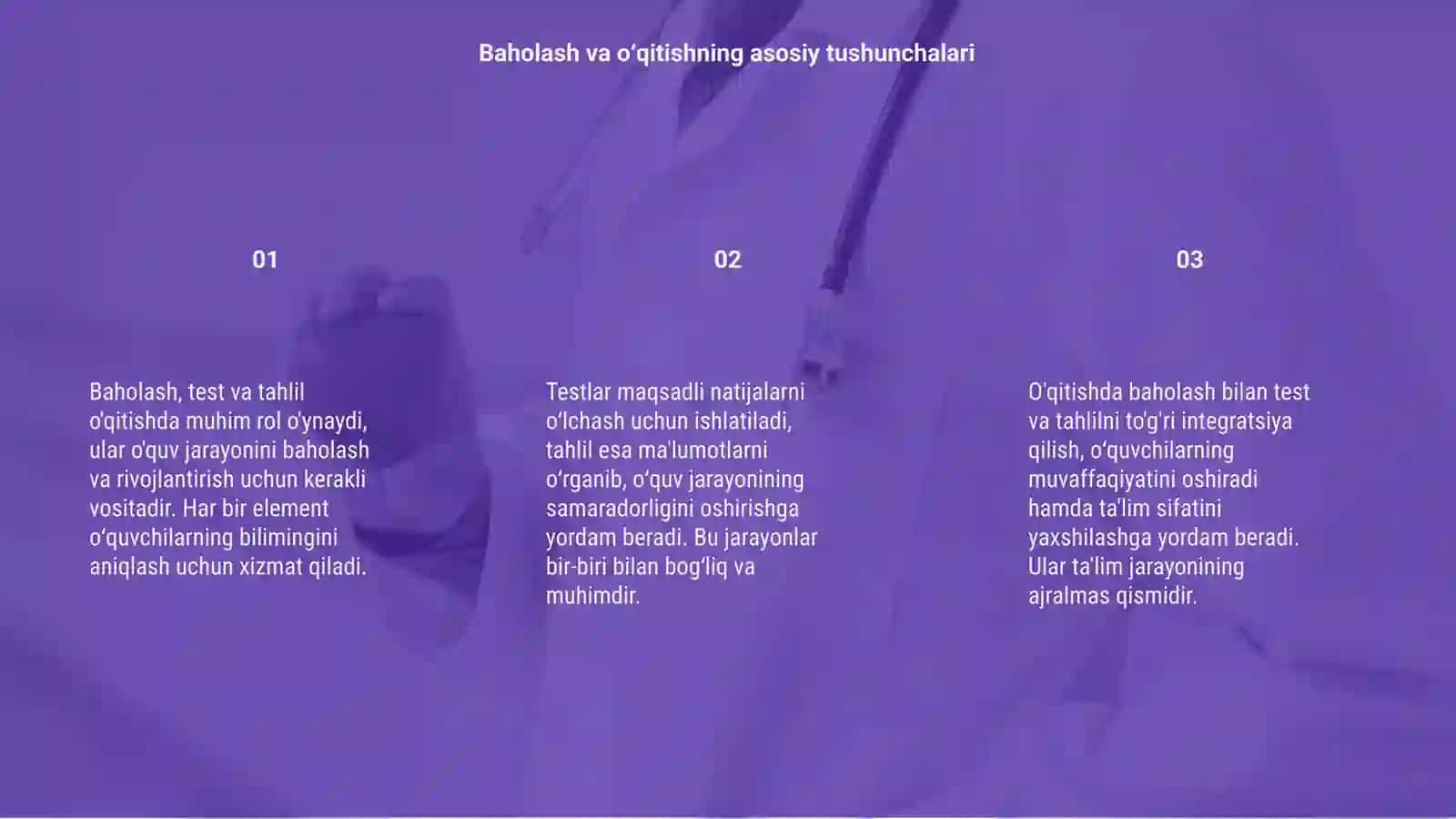 Baholash, Test va Tahlilning O'zaro Aloqasi 3