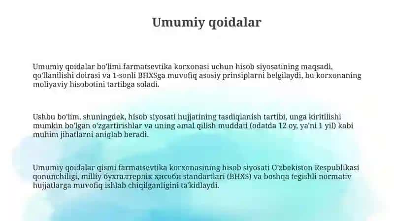 Dorixonalarning hisob siyosatini ishlab chiqish 3