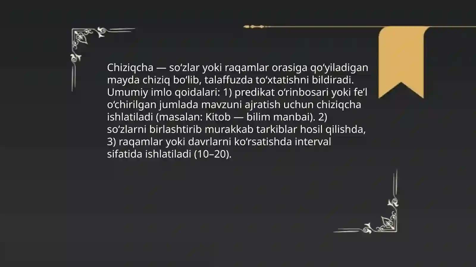 Chiziqcha bilan yozish qoidalari 3
