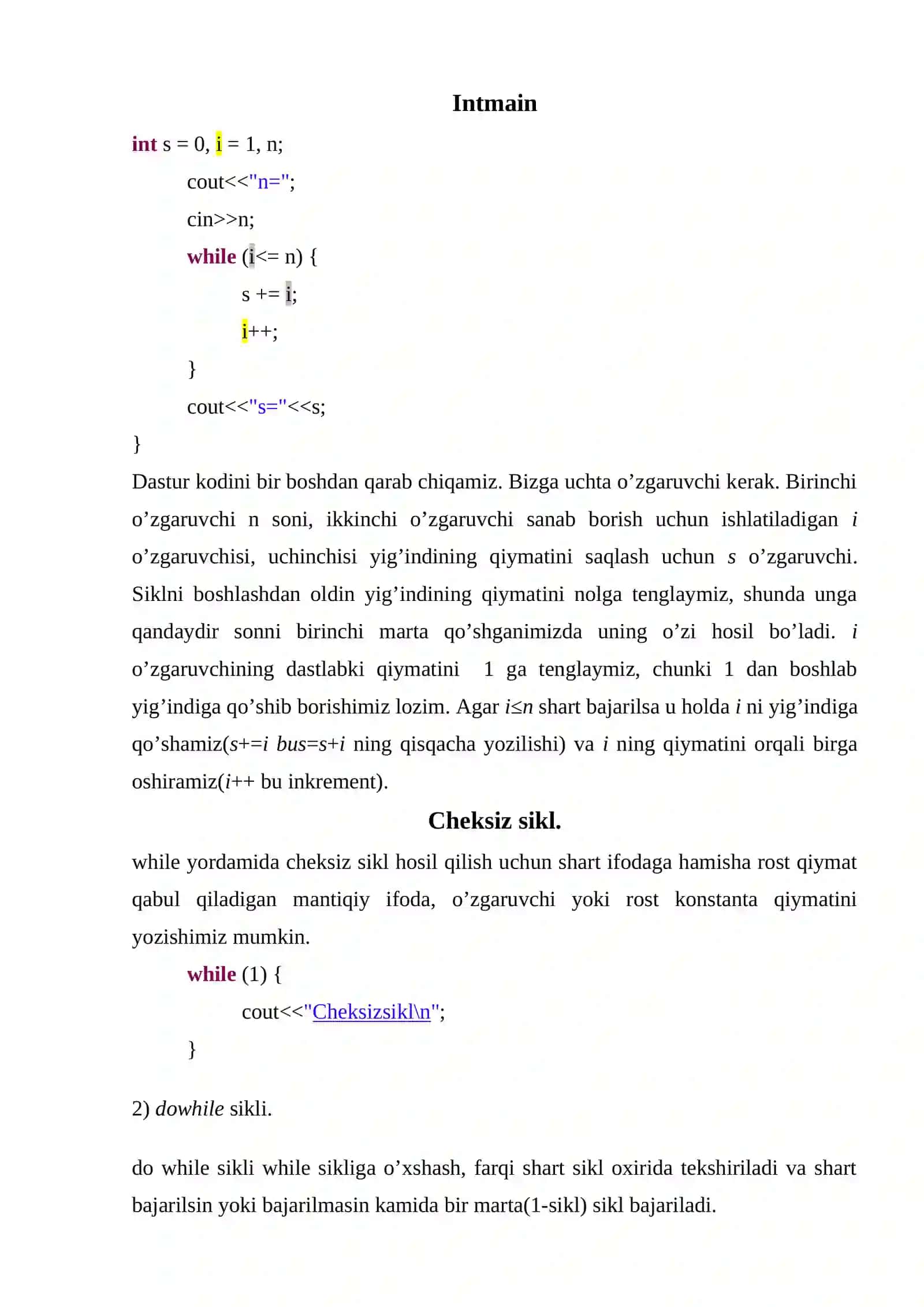 Takrorlanuvchi algoritmlarni dasturlash 3