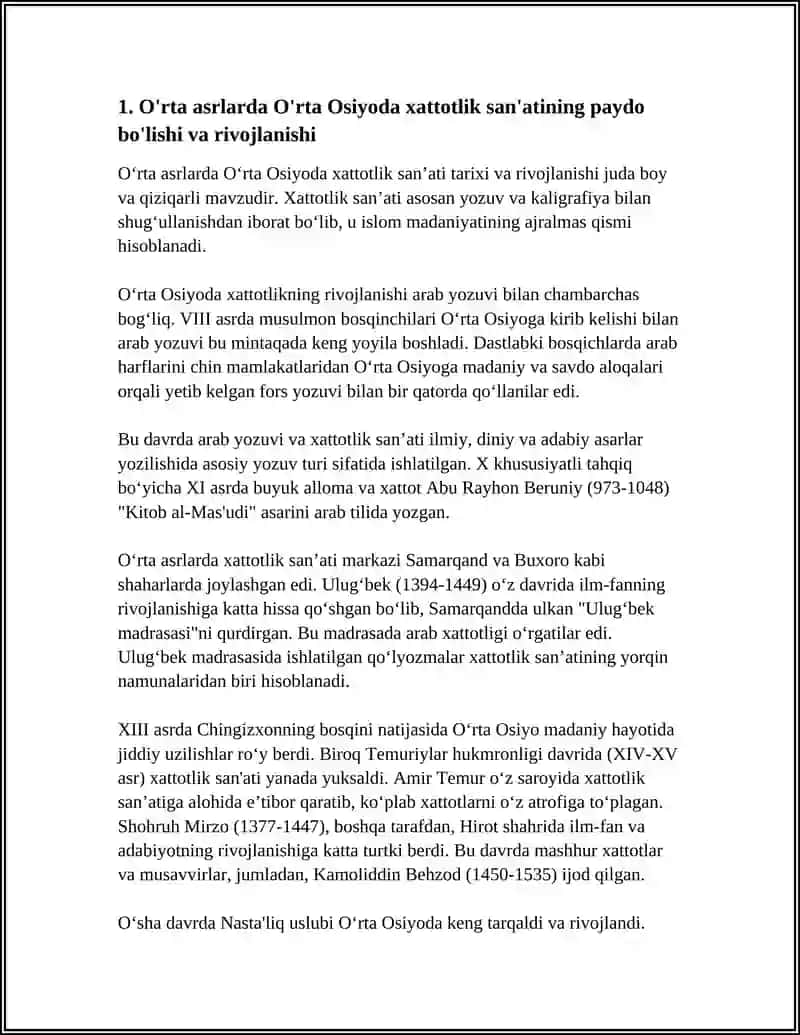 O'rta Osiyoda Xattotlik San'ati Tarixi 3