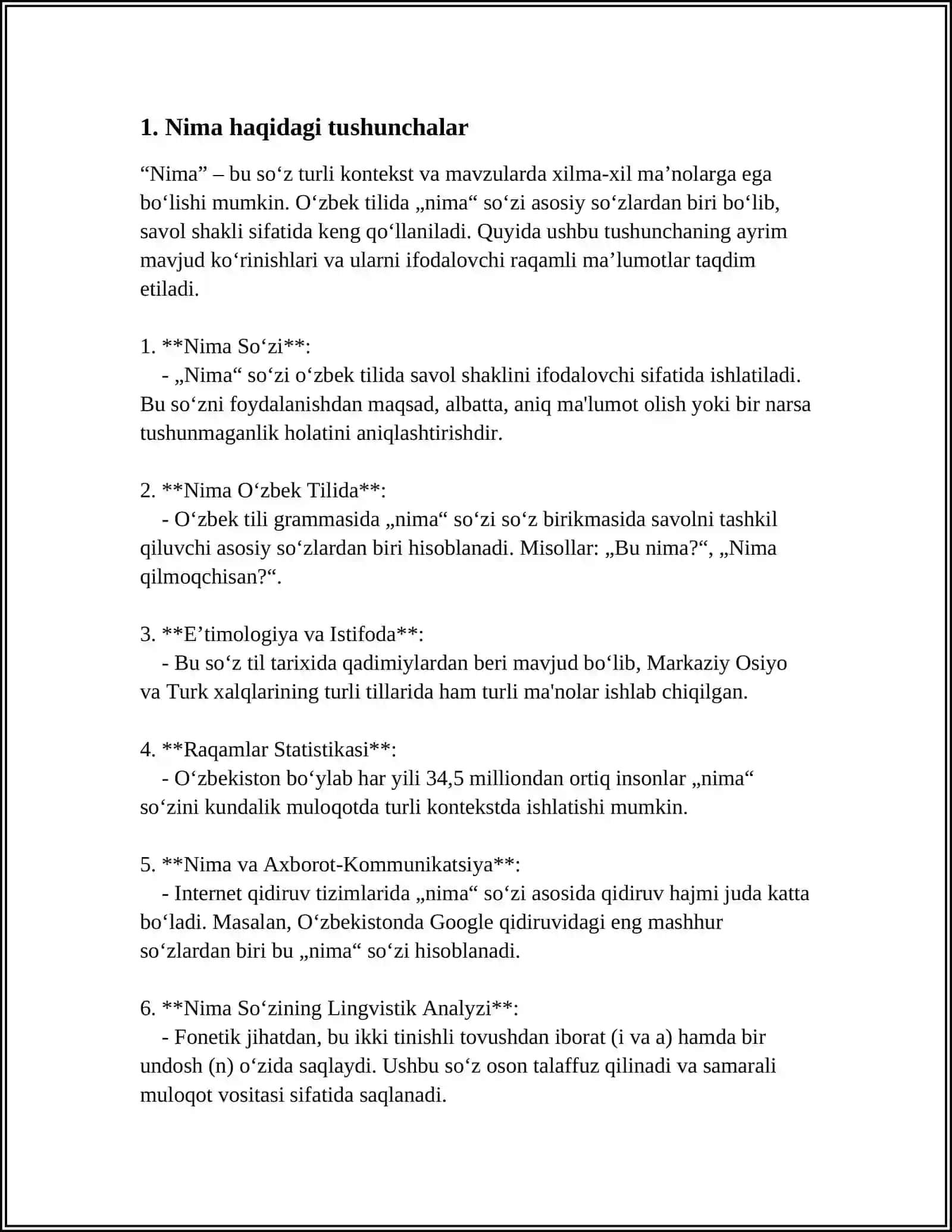 REFERAT Mavzu: NIMA HAQIDA 3