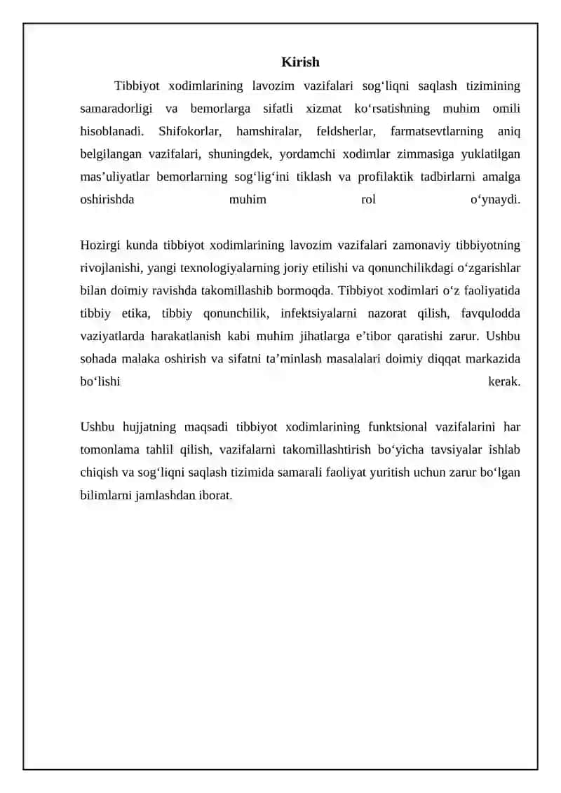 Tibbiyot xodimlarining asosiy lavozim vazifalari 3