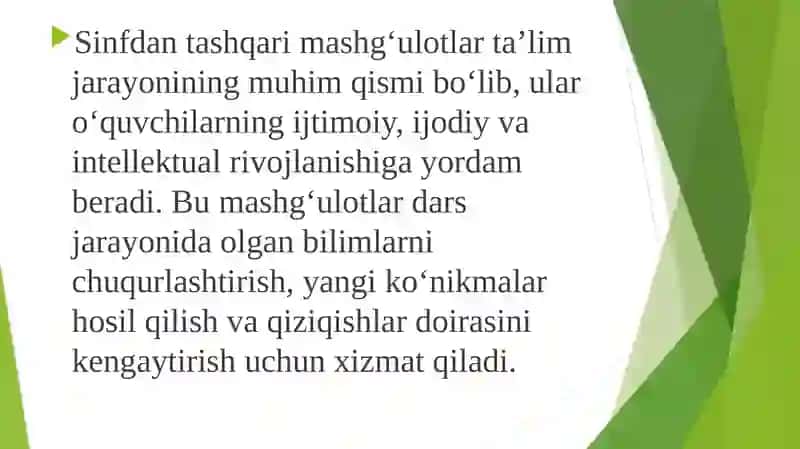 Sinfdantashqarimashg’ulotlarni rejalaştirish 3