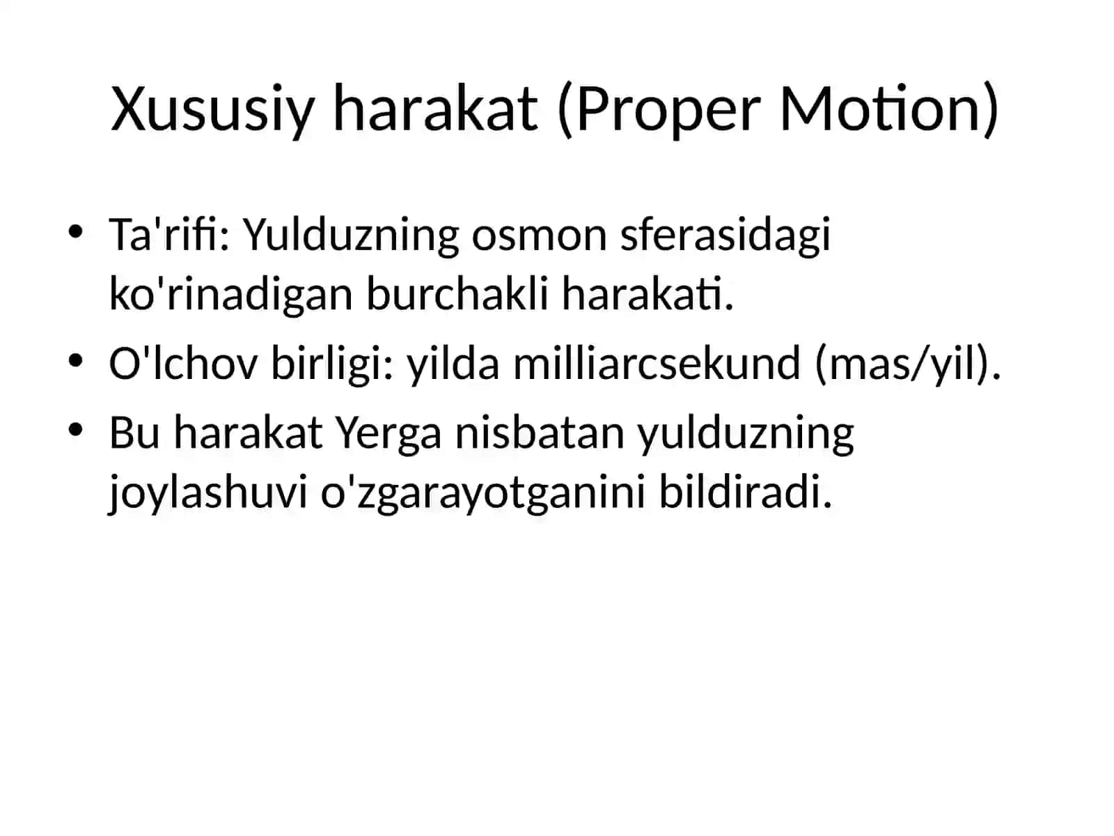 Yulduzlarning Xususiy Harakati va Nuri Tezligi 3