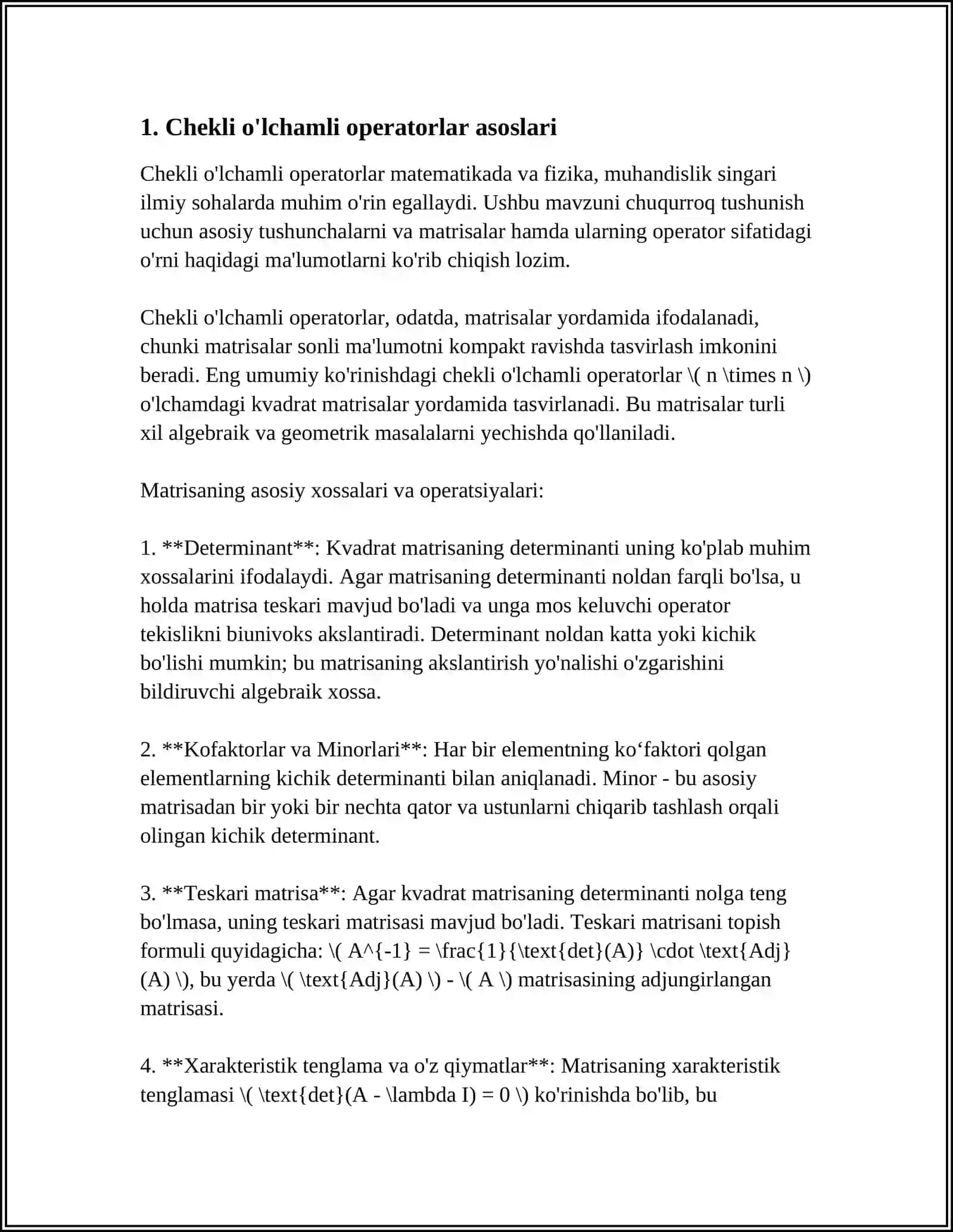 CHEKLI OʼLCHAMLI APERATORLAR 3