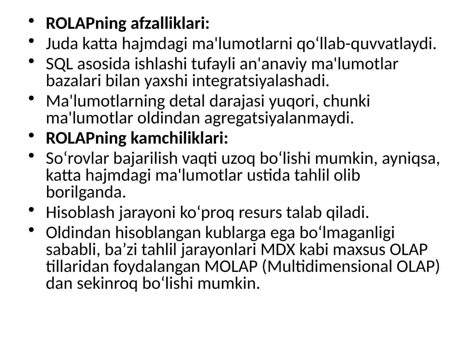 ROLAP texnalogiyalari 3