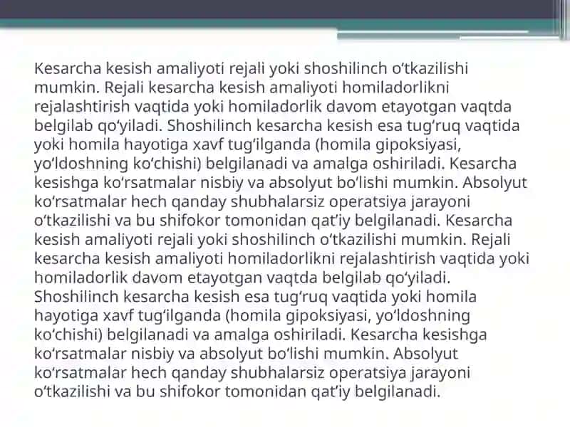 Kesarcha kesish amaliyoti 3