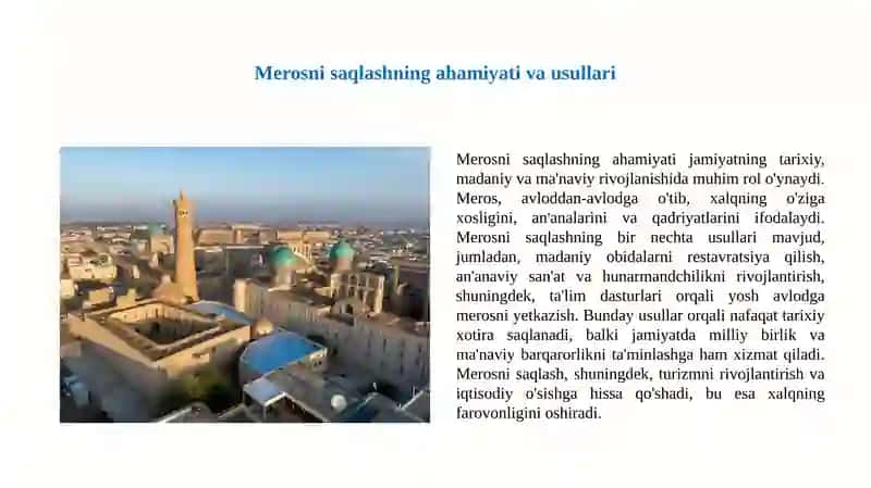 Me'moriy merosni saqlash va modernizatsiya qilish masalalari 3