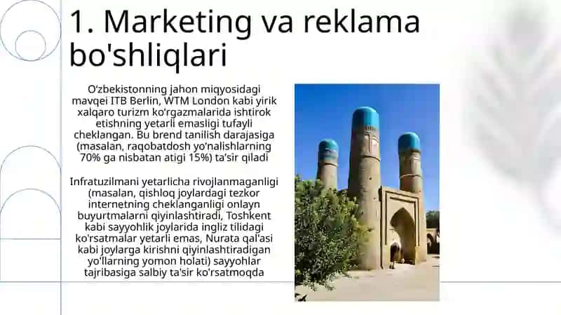 Turizm sohasidagi kamchiliklarni bartaraf etish 3