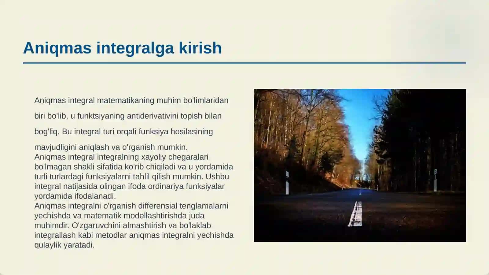 ANIQMAS INTEGRALDA O‘ZGARUVCHINI ALMASHTIRISH. BO‘LAKLAB INTEGRALLASH FORMULASI 3