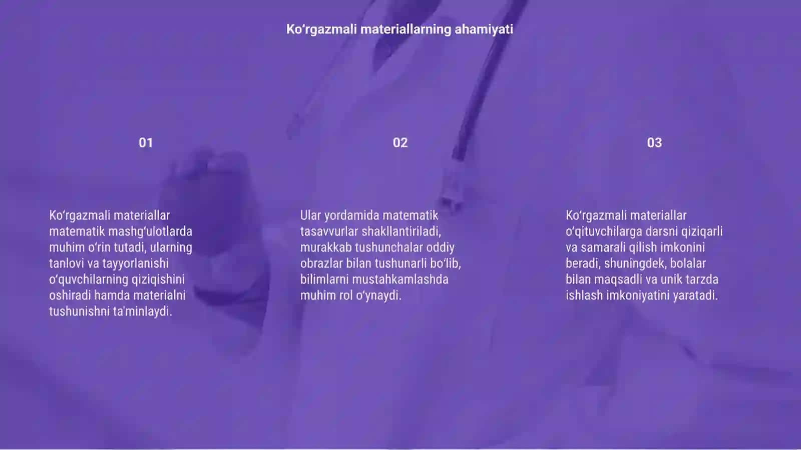 Matematik mashgʻulotlarida koʻrgazmali materiallar 3