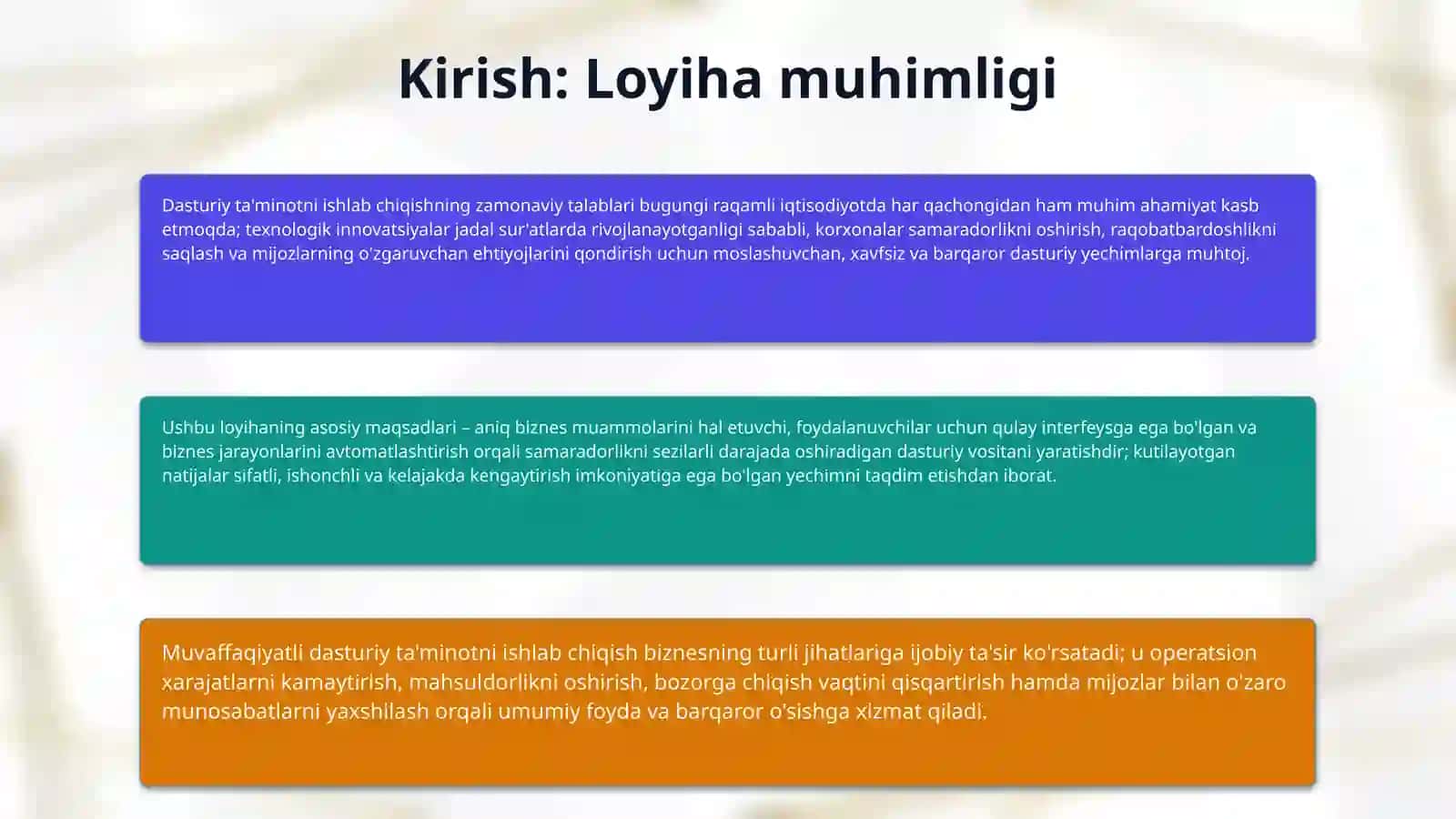 Loyihani dasturiy ta’minotini ishlab chiqish. 3