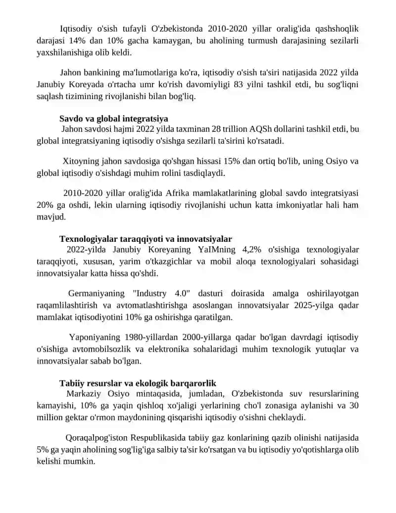Uzoq muddatli iqtisodiy oʻsish 3