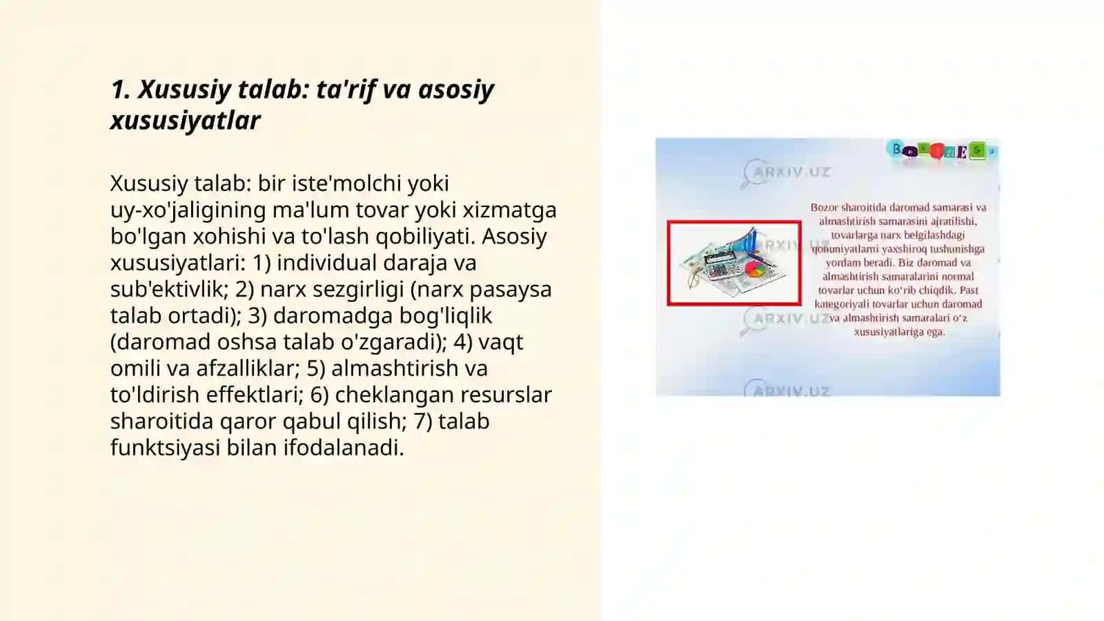 Xususiy talab va bozor talabi 3