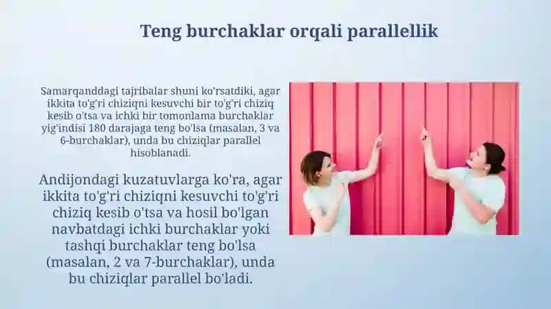 To'g'ri chiziqlarning parallelik alomatlari 3