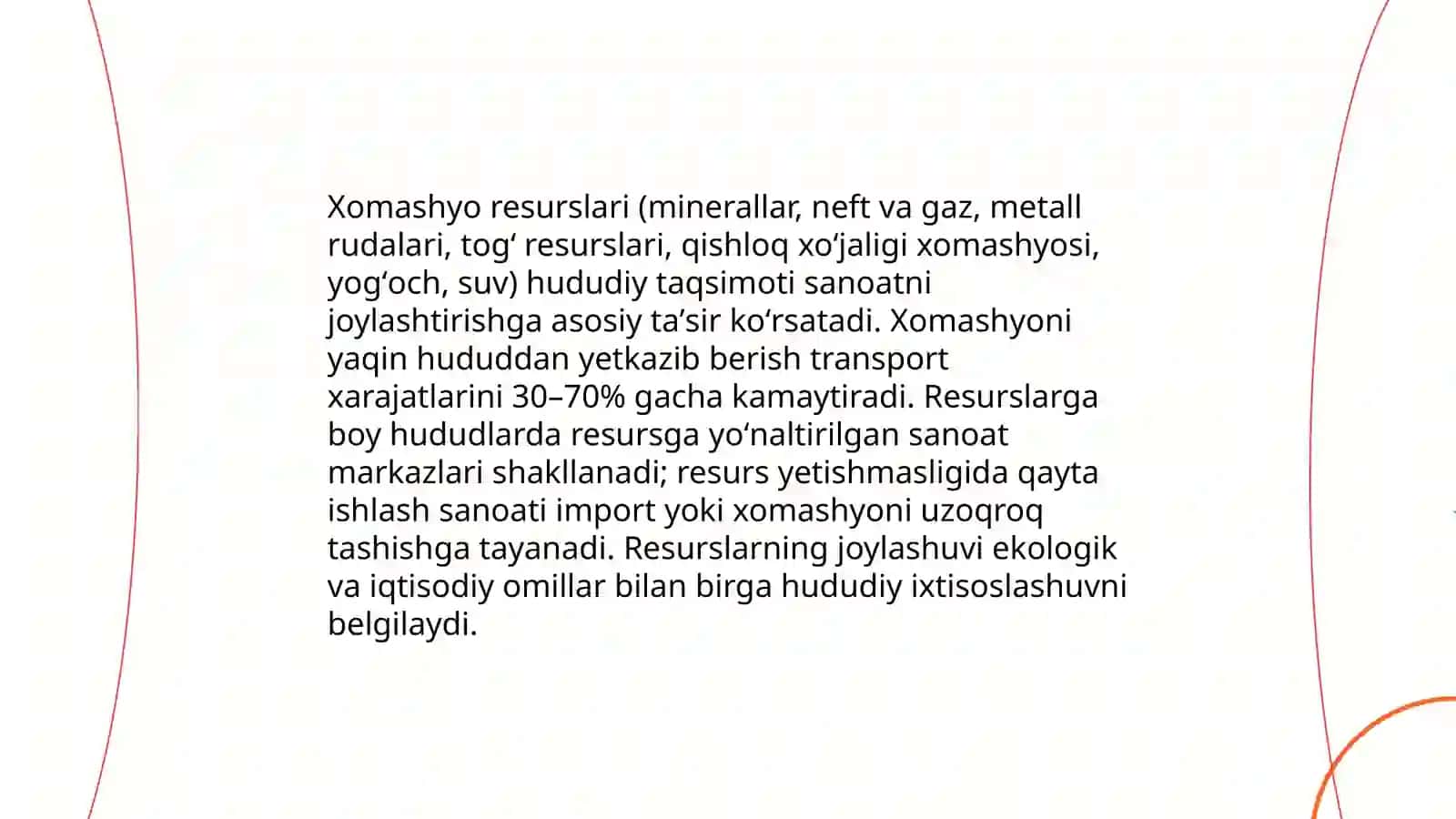 Sanoatni hududiy joylashtirish omillari 3
