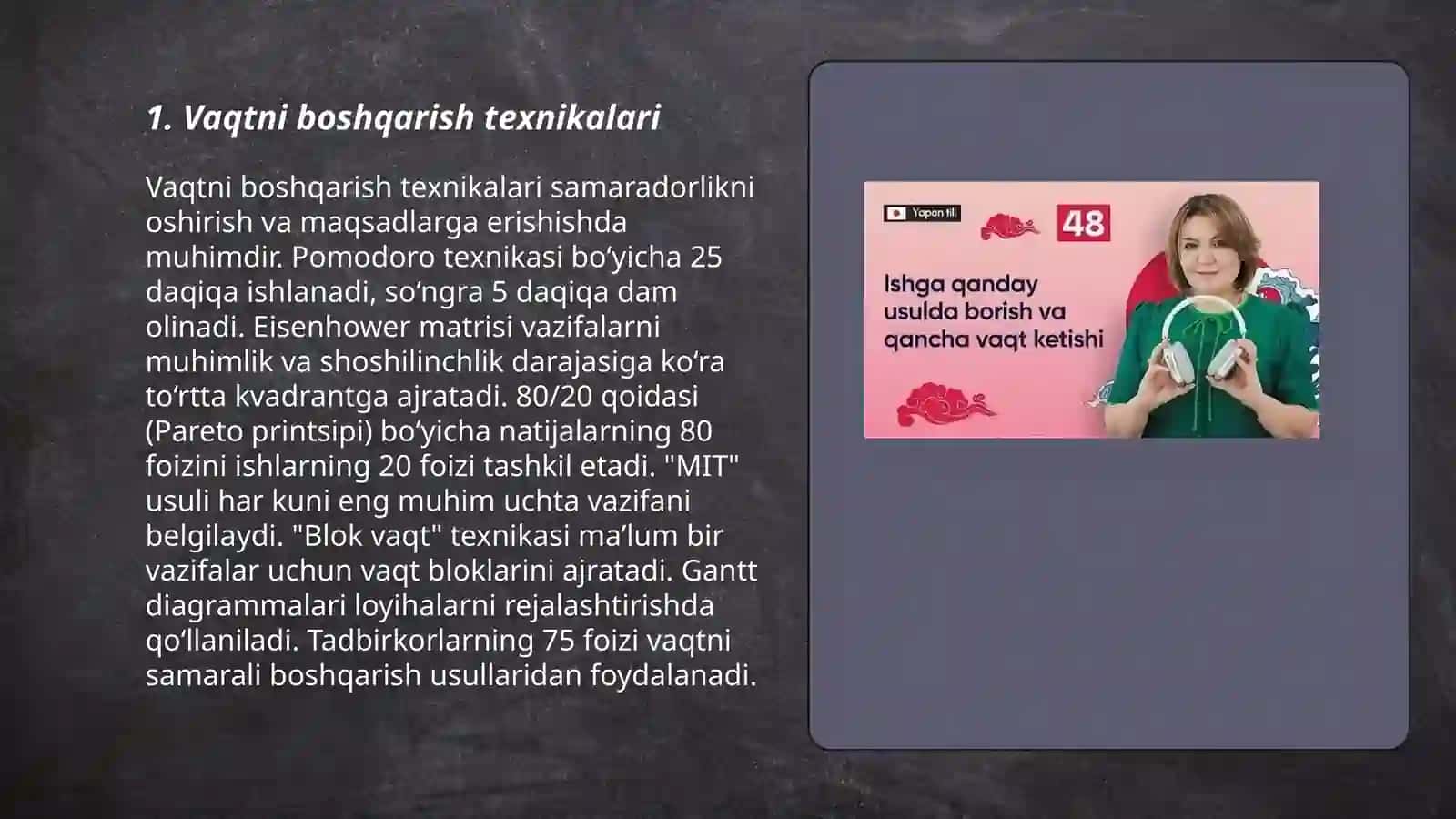 Vaqtni boshqarish texnikalari 3