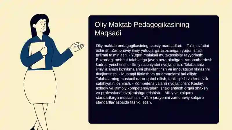 Oliy maktab pedagogikasining maqsadi va vazifalari 3