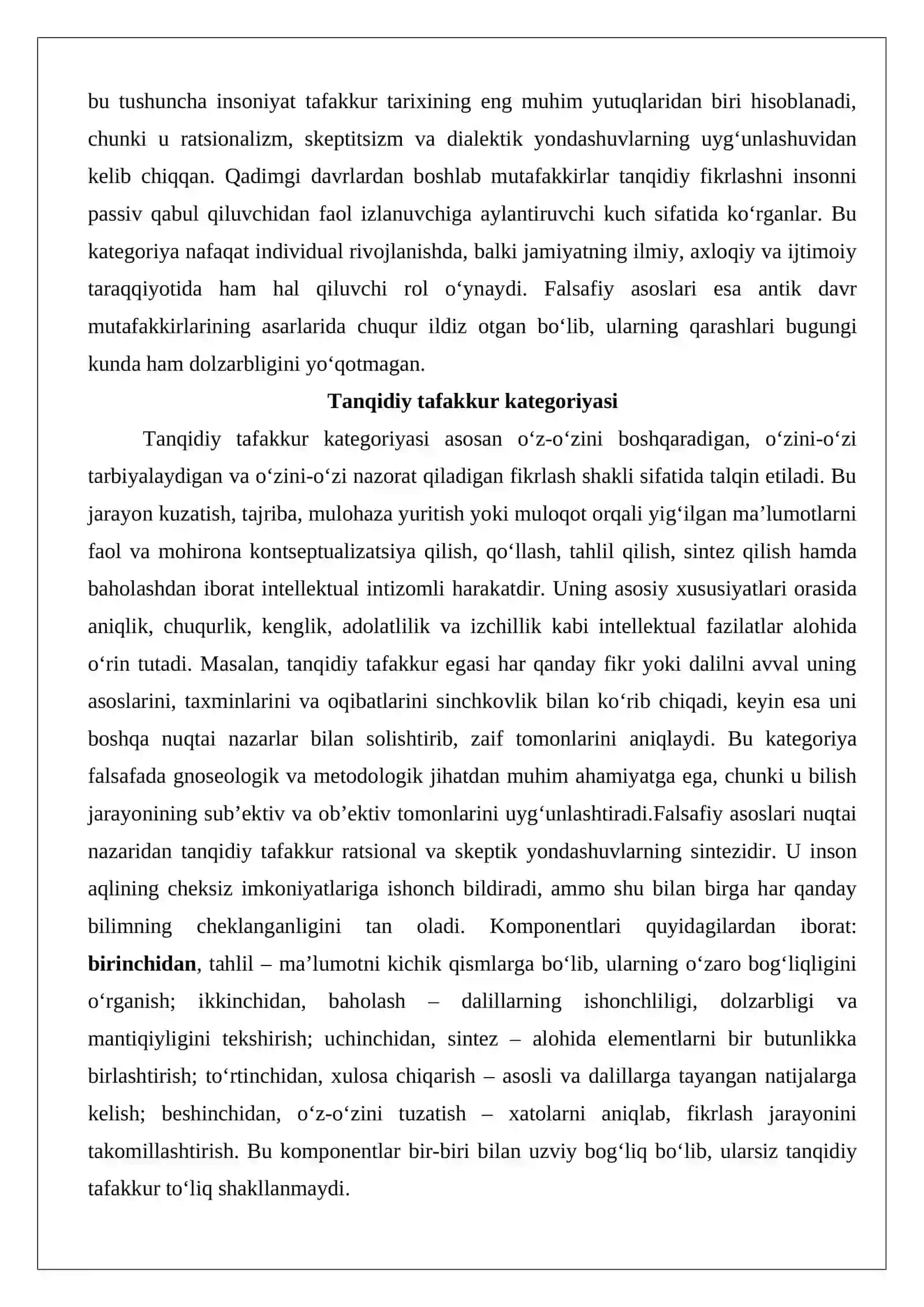 Tanqidiy tafakkurning shakllanishi 3