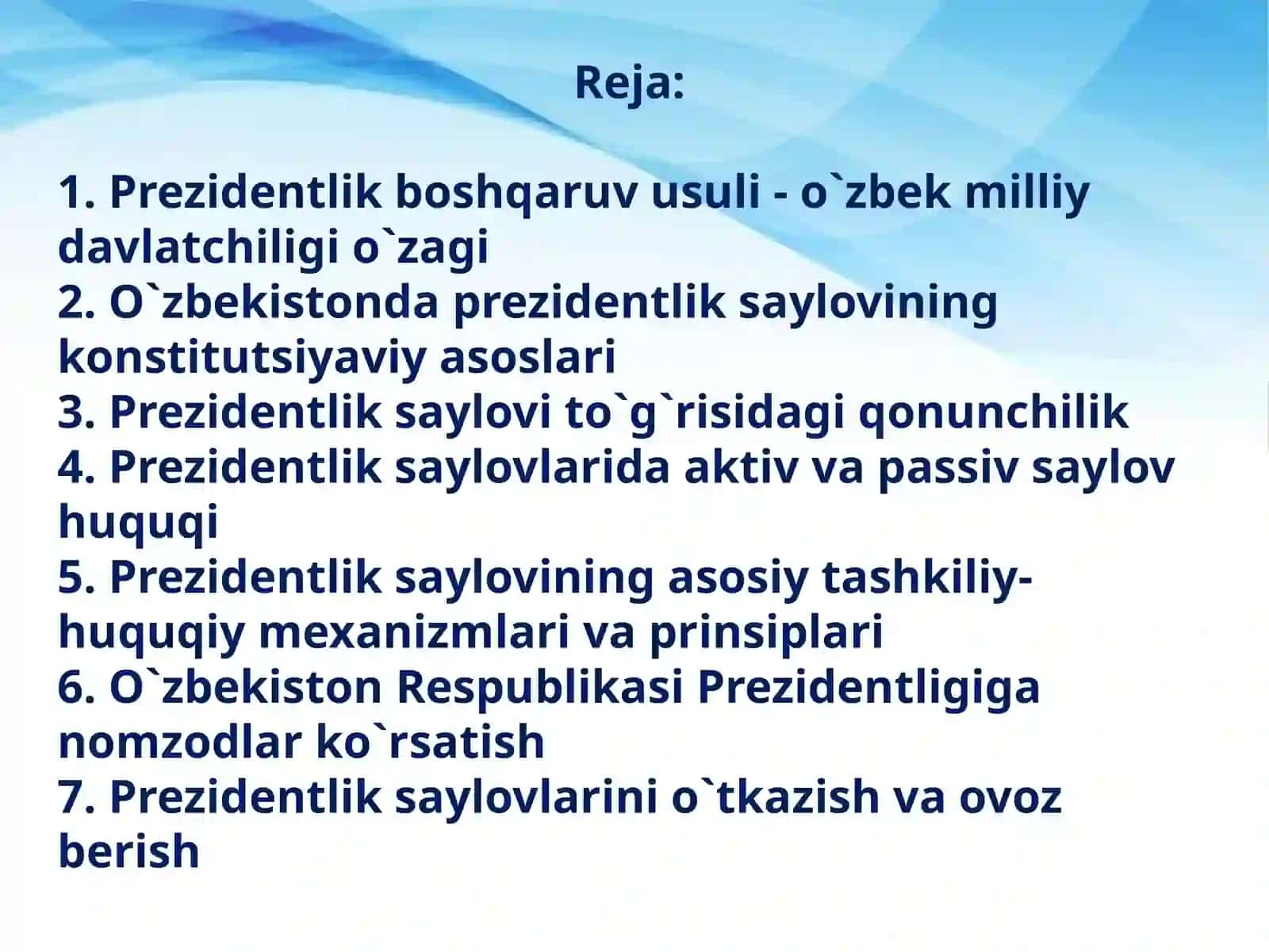 O`zbekiston Respublikasida OLIB BORILADIGAN Prezidentsaylovi 3