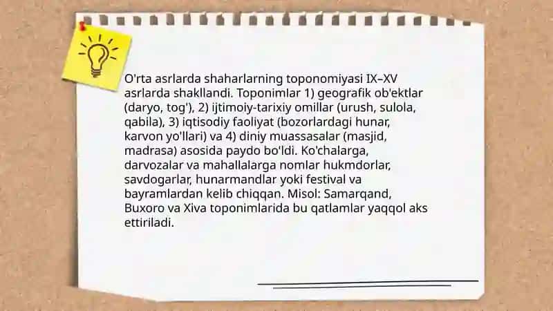 Órta asrlarda toponomikaning rivojlanishi 3