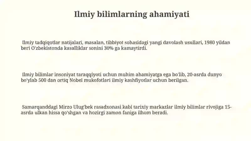 Ilmiy Bilimlar va uning metodlari 3