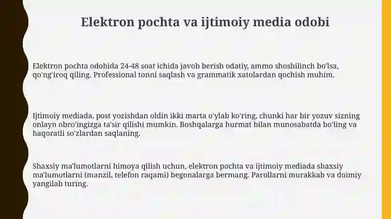 Elektron pochta va ijtimoiy tarmoqlarda yosh va muloqot etikasi 3