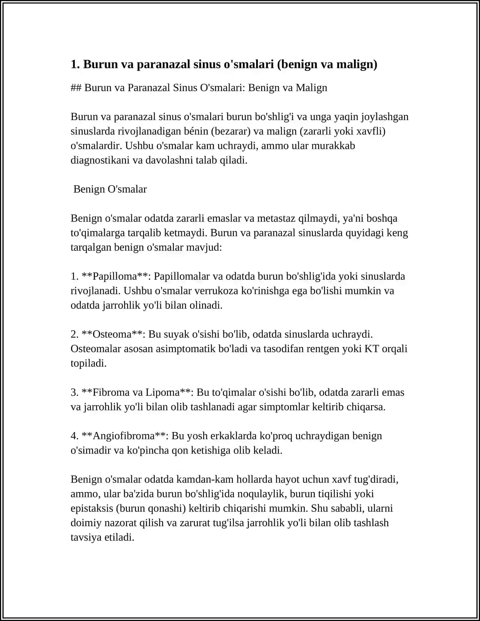 Burun va Paranazal Sinus O'smalari (Benign va Malign) 3