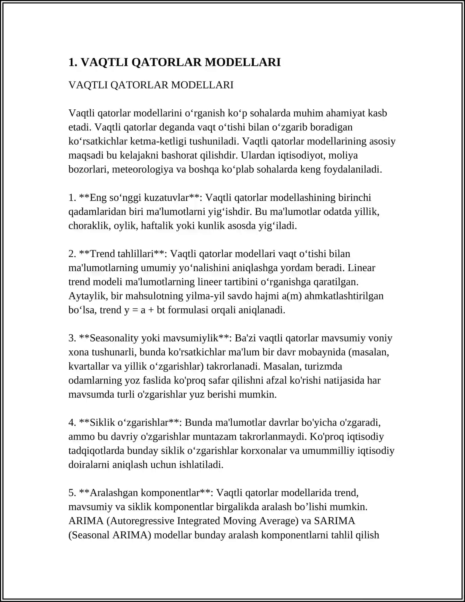 VAQTLI QATORLAR EKONOMETRIK TADQIQI 3