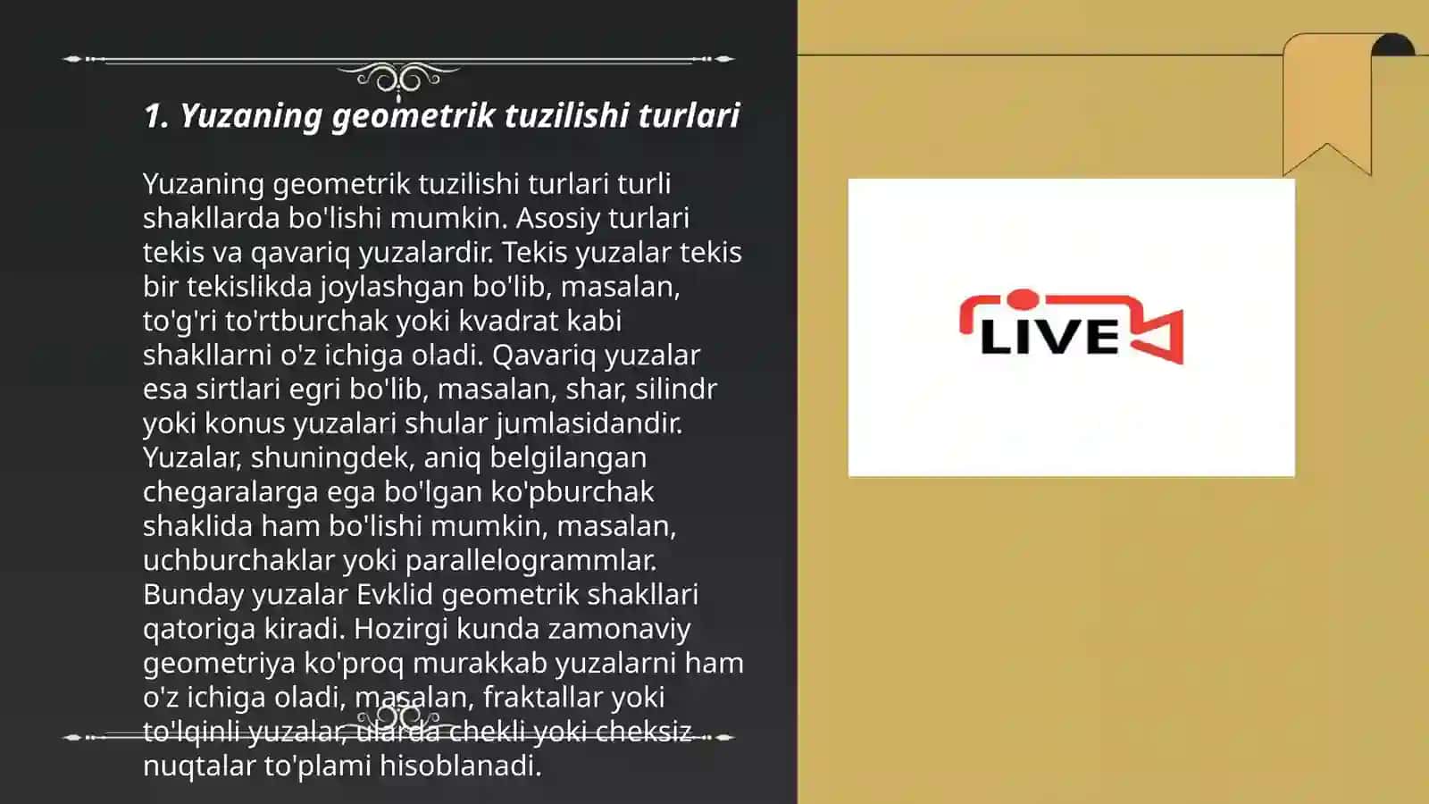Yuzaning geometrik tuzilishi turlari 3
