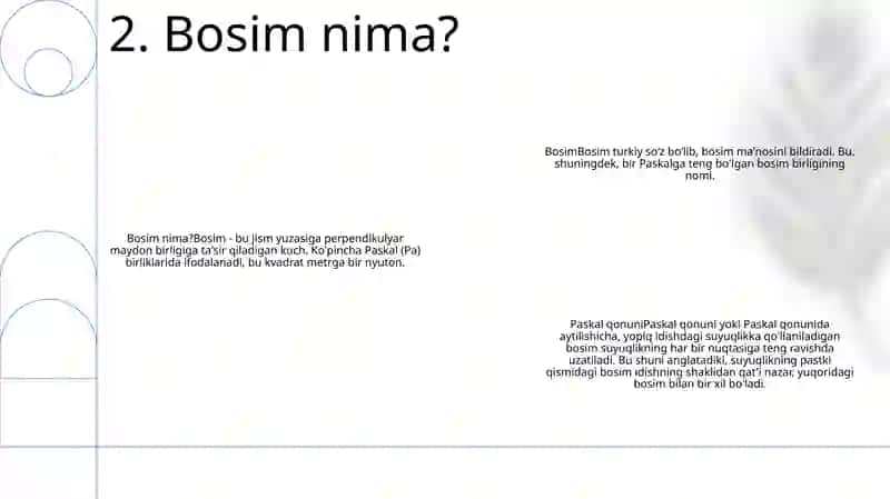 Bosim. Paskal Qonuni 3