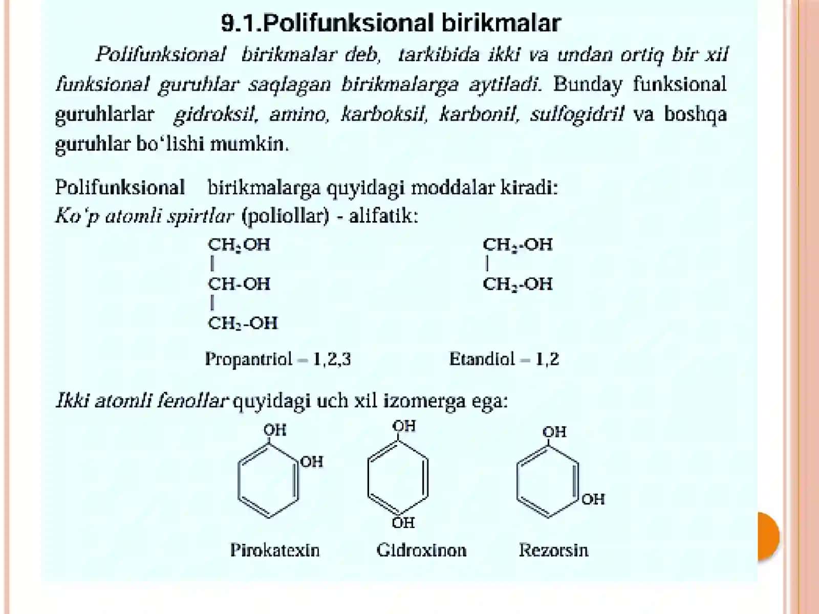 Polifunksional birikmalar va davorlar kimyosi 3