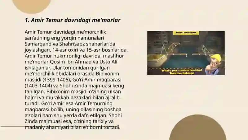 Amir Temur davridagi me'morlar 3