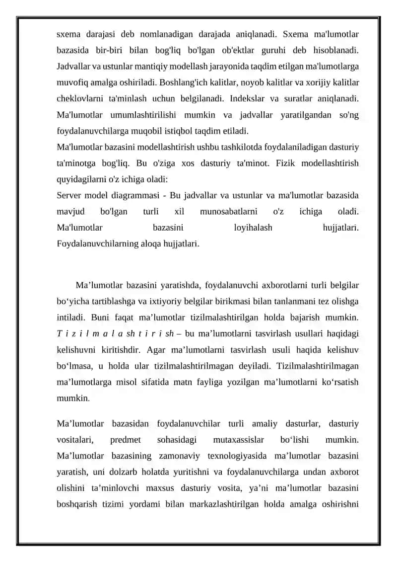 Mantiqiy ma'lumotlar bazasi modeli 3