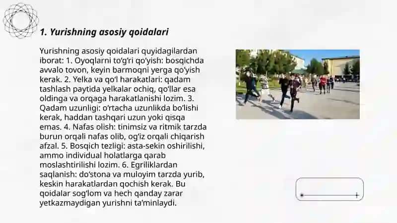 Sportcha yurish texnikasini o’rgatish 3