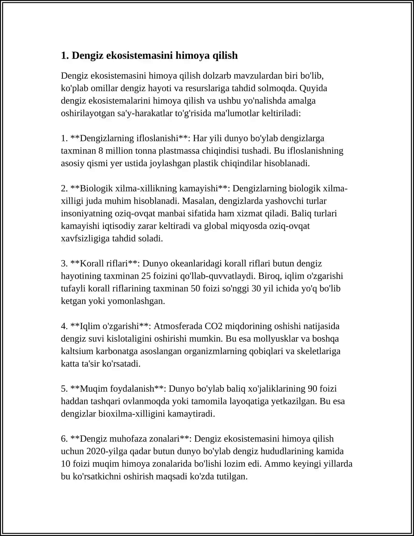 DUNYO OKEANI BOYLIKLARINI MUHOFAZA QILISH 3