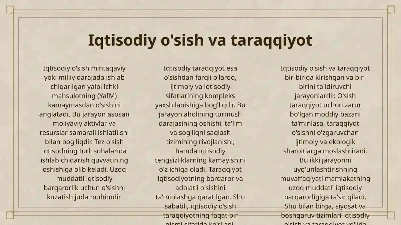 IQTISODIY TARAQQIYOT VA IQTISODIY O’SISH 3