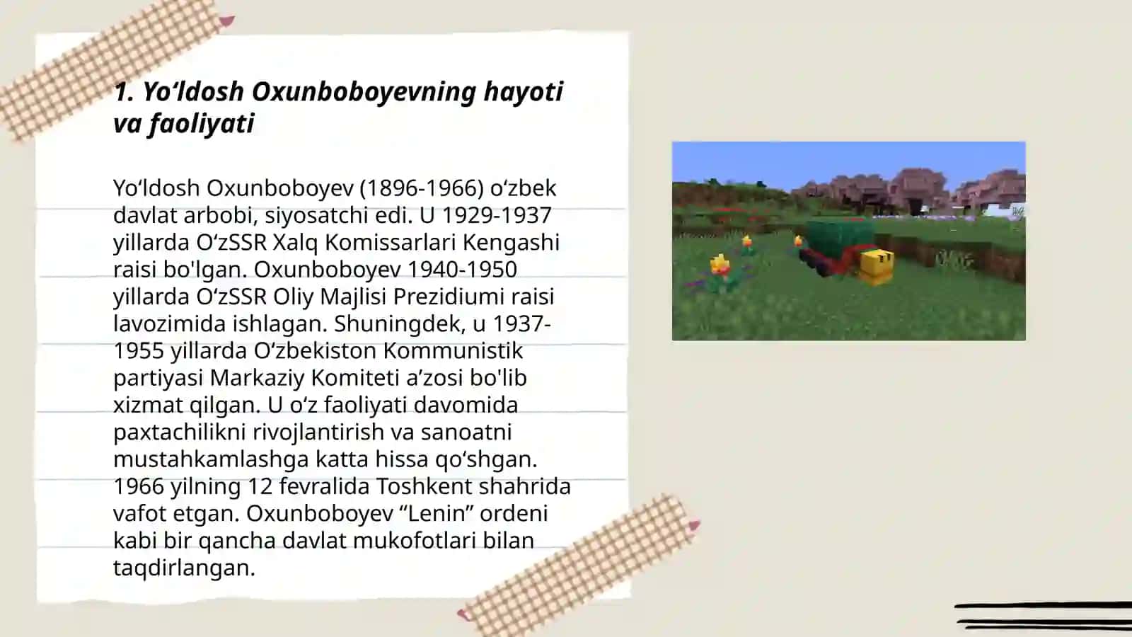 Yoʻldosh Oxunboboyev Oxunboboyevich uchun taqdimot 3