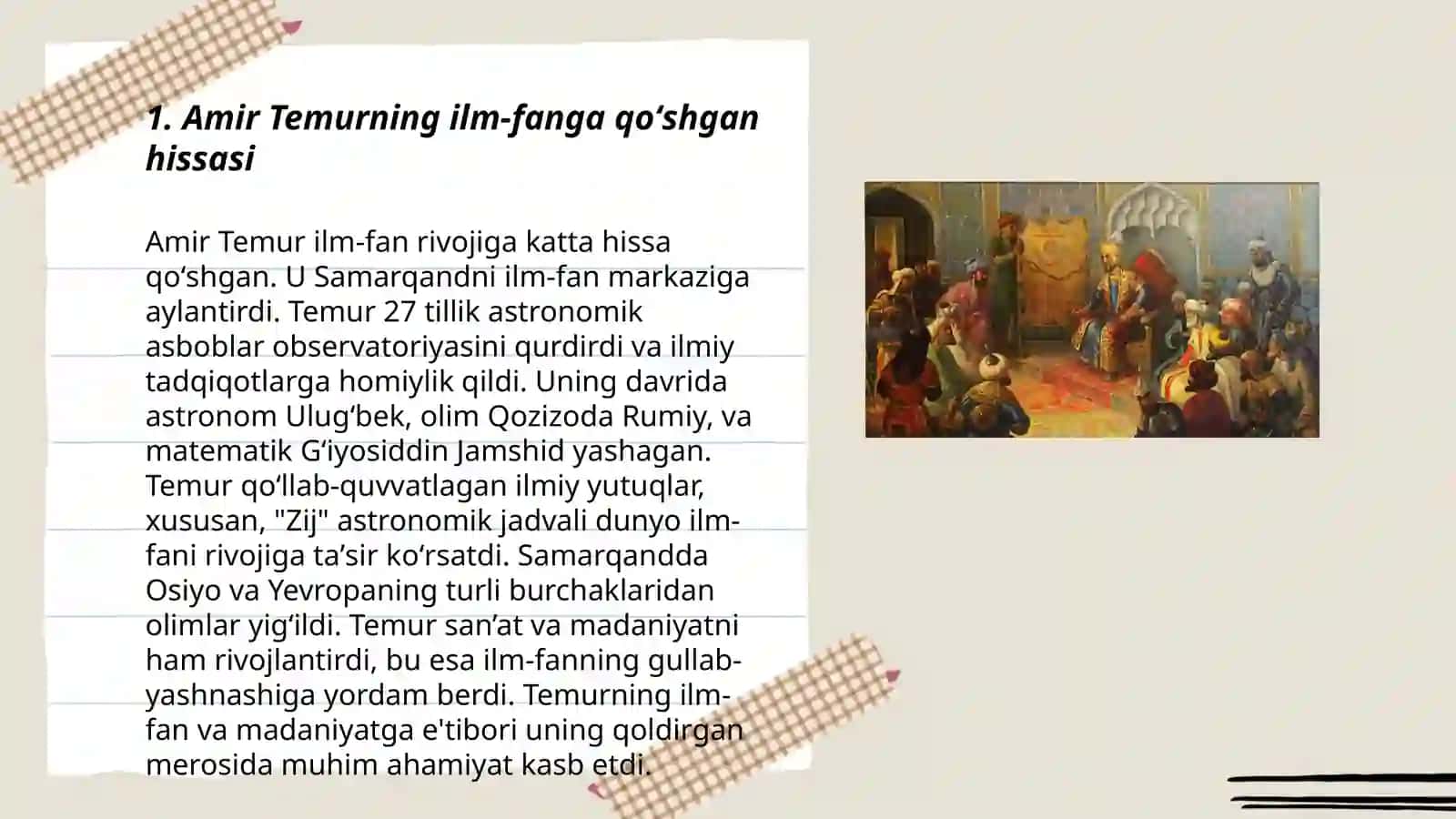 Amir Temur ilm fan va madaniyat homiysi 3
