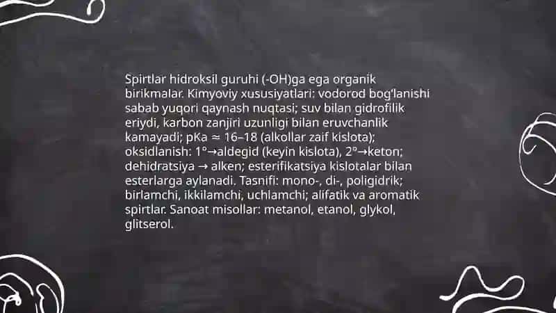 Spirtlar kimyoviy texnologiyasi 3