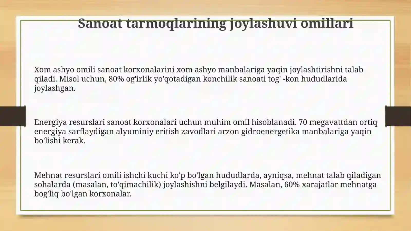 Sanoat tarmoqlarini joylashtirish 3