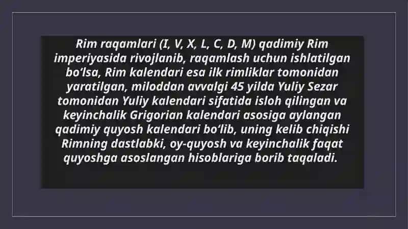 Rim sonlari. Rim kalendarining kelib chiqish tarixi 3