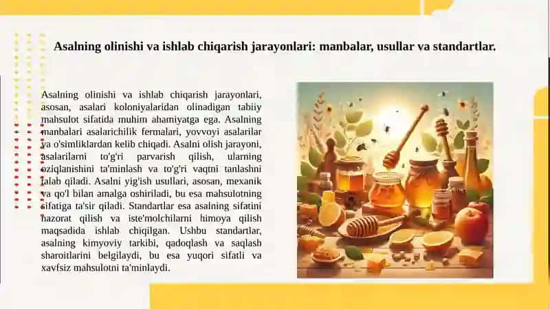 Asalning olinishi assortmenti va sifat kõrsatkichlarini aniqlash 3
